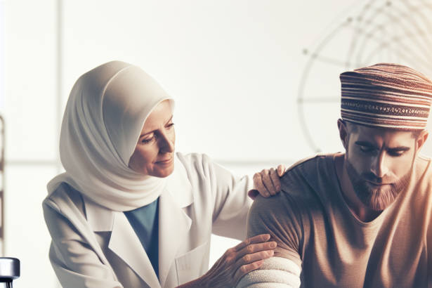 Therapie von Muskelschmerzen durch Überlastung mit Peptidpräparaten.