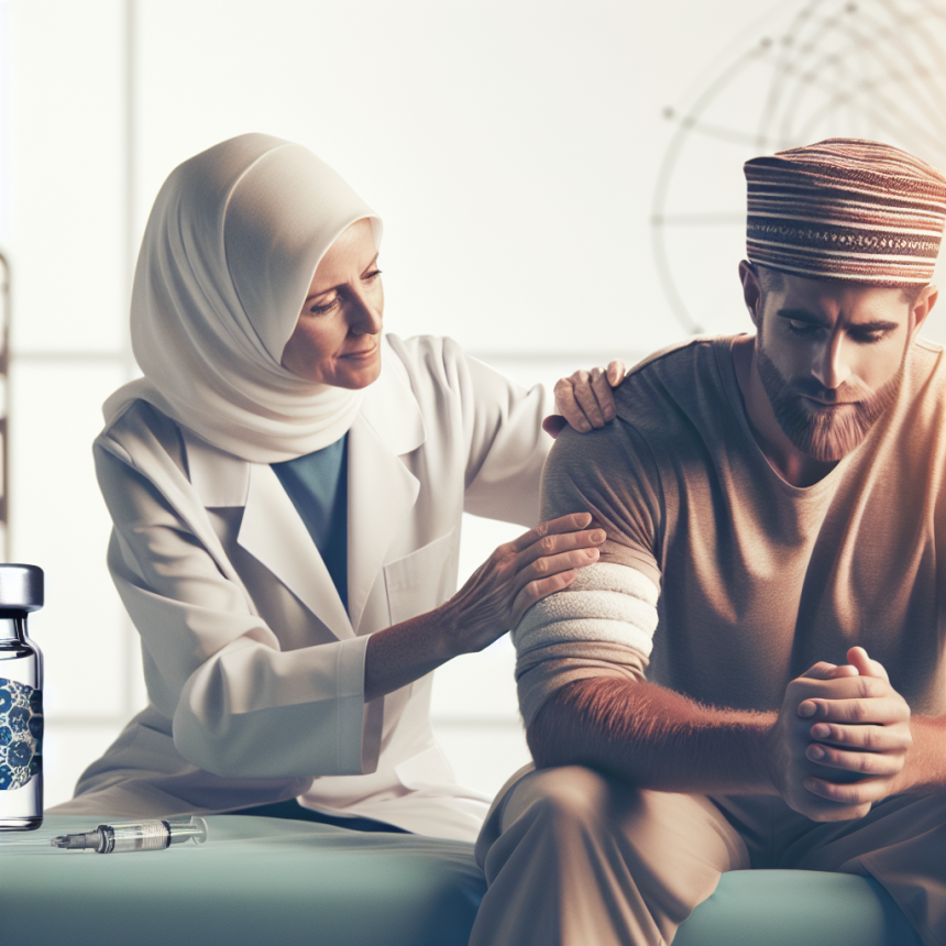 Therapie von Muskelschmerzen durch Überlastung mit Peptidpräparaten.